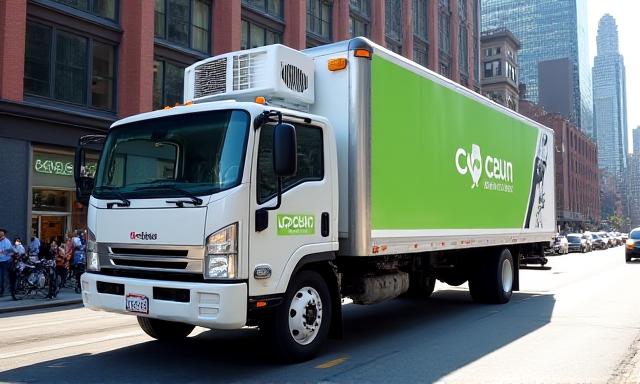 Temperature-controlled pharmaceutical logistics truck in New York City